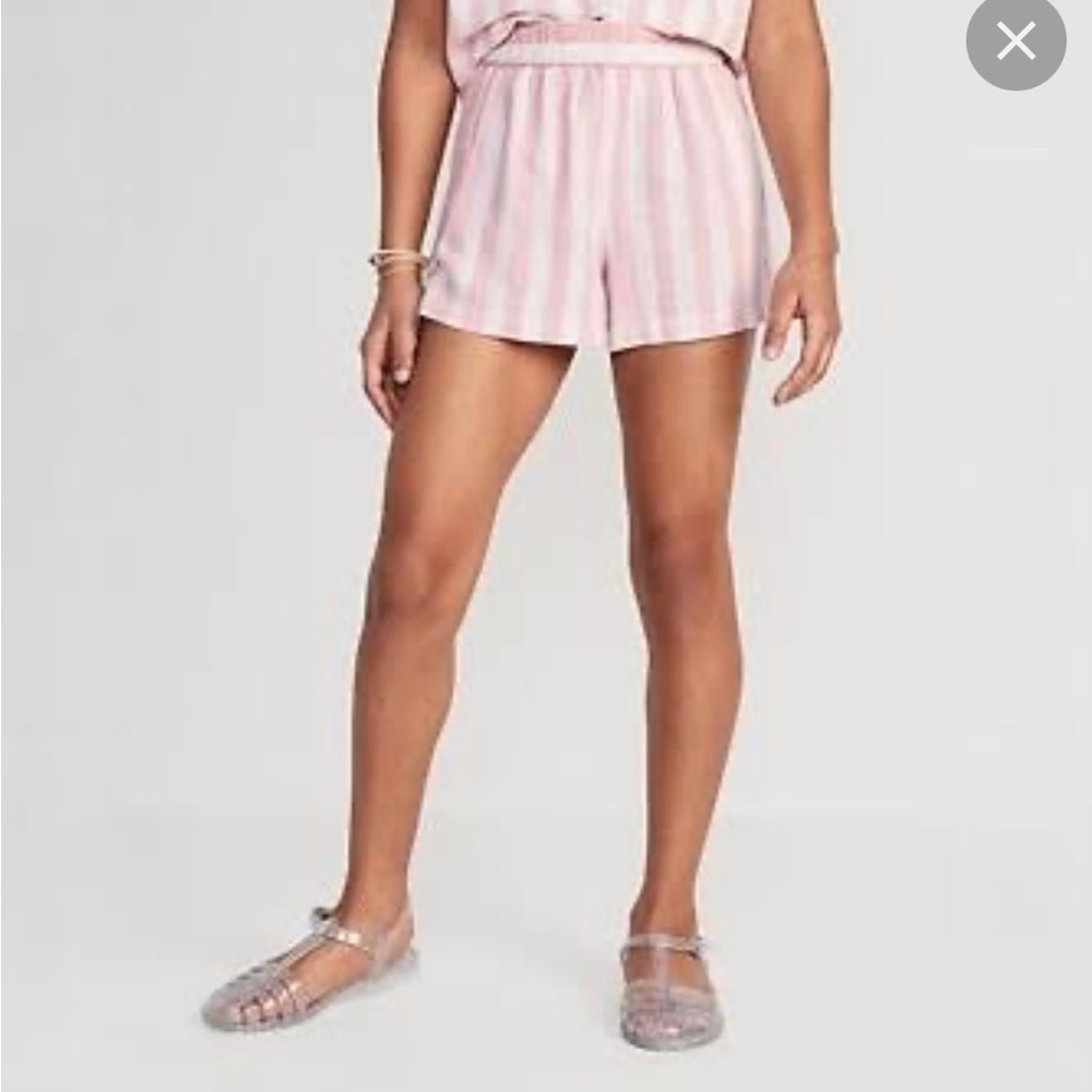 Girls high waist linen shorts